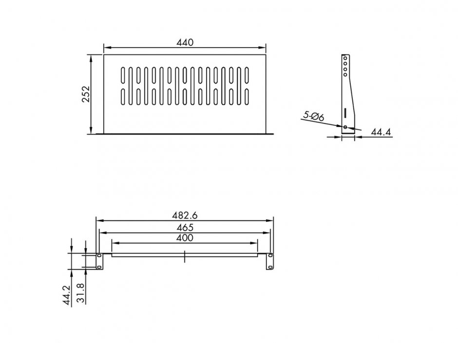 Imagine Sertar fix 440x250mm, max. 10kg 1U pentru cabinet 19" Negru, Value 26.99.0428