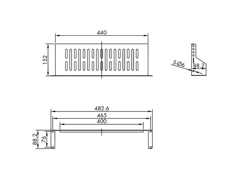 Imagine Sertar fix 440x150mm, max. 15kg 2U pentru cabinet 19" Negru, Value 26.99.0431