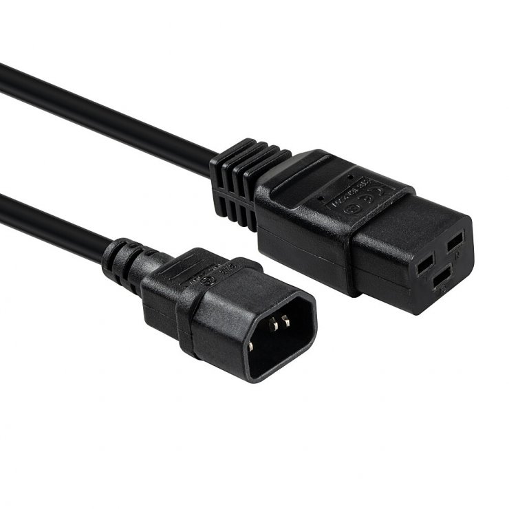 Imagine Cablu alimentare IEC C14 la C19 1m Negru, Lindy L30490