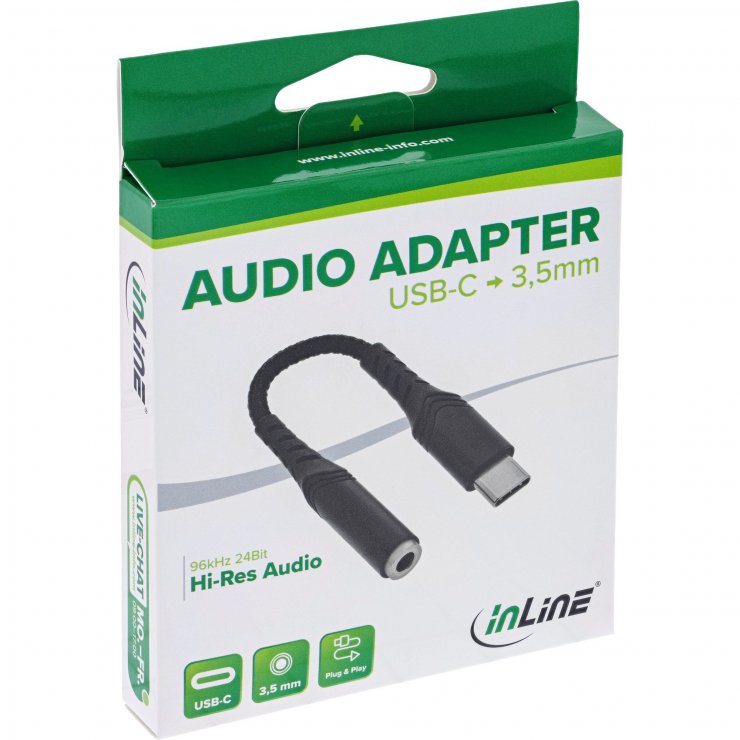 Imagine Adaptor audio USB type C la jack stereo 3.5mm DAC T-M 0.15m, InLine IL33054E