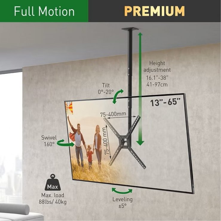Imagine Suport TV 29-55" cu montare tavan, Barkan 3500B.B