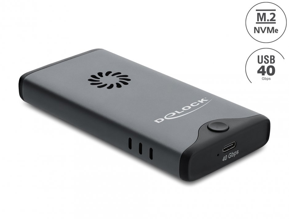 Imagine Rack extern USB Type C 40 Gbps pentru M.2 NVMe PCIe SSD cu fan - tool free, Delock 42034