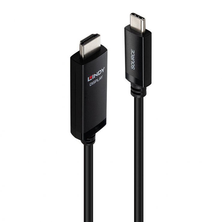 Imagine Cablu USB type C la HDMI 8K60Hz/4K144Hz T-T 1m Negru, Lindy L43433