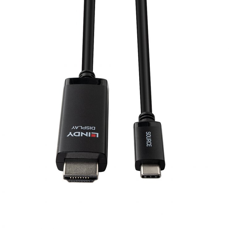 Imagine Cablu USB type C la HDMI 8K60Hz/4K144Hz T-T 1m Negru, Lindy L43433