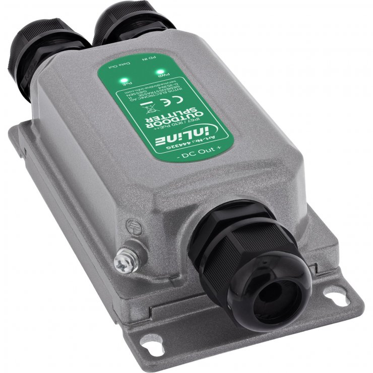 Imagine Splitter PoE++ IK10 60W/12V 1 Gb/s pentru exterior IP67, InLine IL44432G