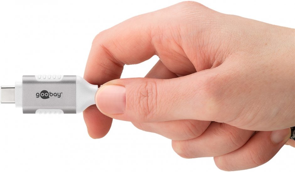 Imagine Cablu de retea USB type C la RJ45 Gigabit Cat.6 Slim 1m brodat Alb, Goobay G74385