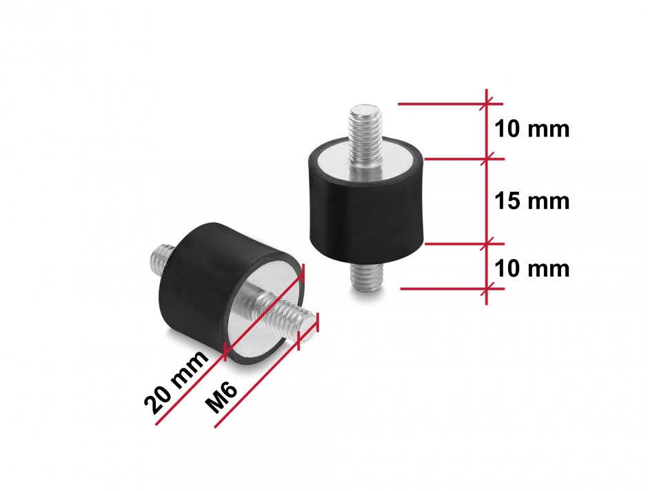 Imagine Set 4 buc amortizor vibratii M6x1mm/20x15mm, Delock 60814