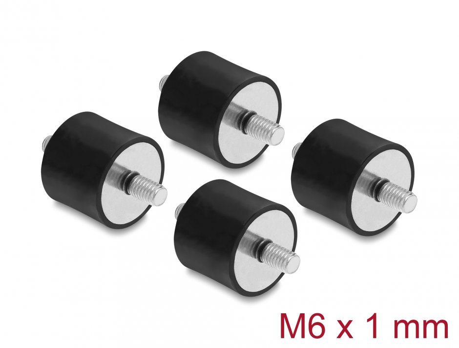 Imagine Set 4 buc amortizor vibratii M6x1mm/25x20mm, Delock 60815