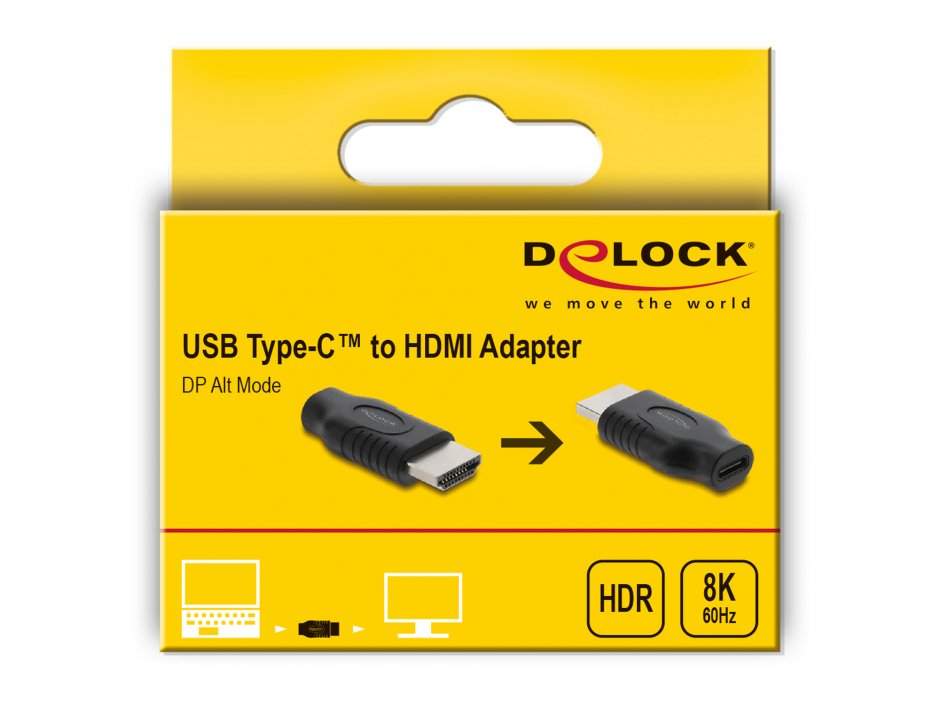 Imagine Adaptor USB Type C la HDMI (DP Alt Mode) M-T 8K60Hz cu HDR/HDCP, Delock 61076