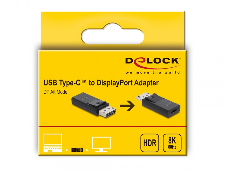 Imagine Adaptor USB Type C la DisplayPort M-T 8K60Hz cu HDR/HDCP, Delock 61078