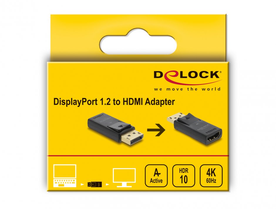 Imagine Adaptor activ DisplayPort la HDMI T-M 4K60Hz cu HDR, Delock 61086