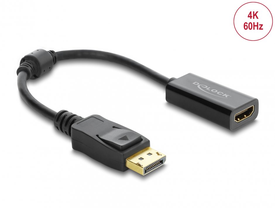 Imagine Adaptor DisplayPort 1.4 la HDMI 4K60Hz T-M Activ cu HDR, Delock 63006