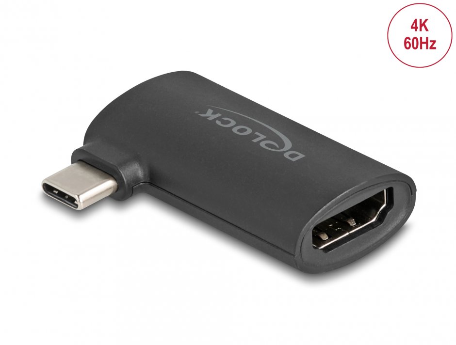 Imagine Adaptor USB type C la HDMI 4K60Hz T-M unghi 90 grade, Delock 64289