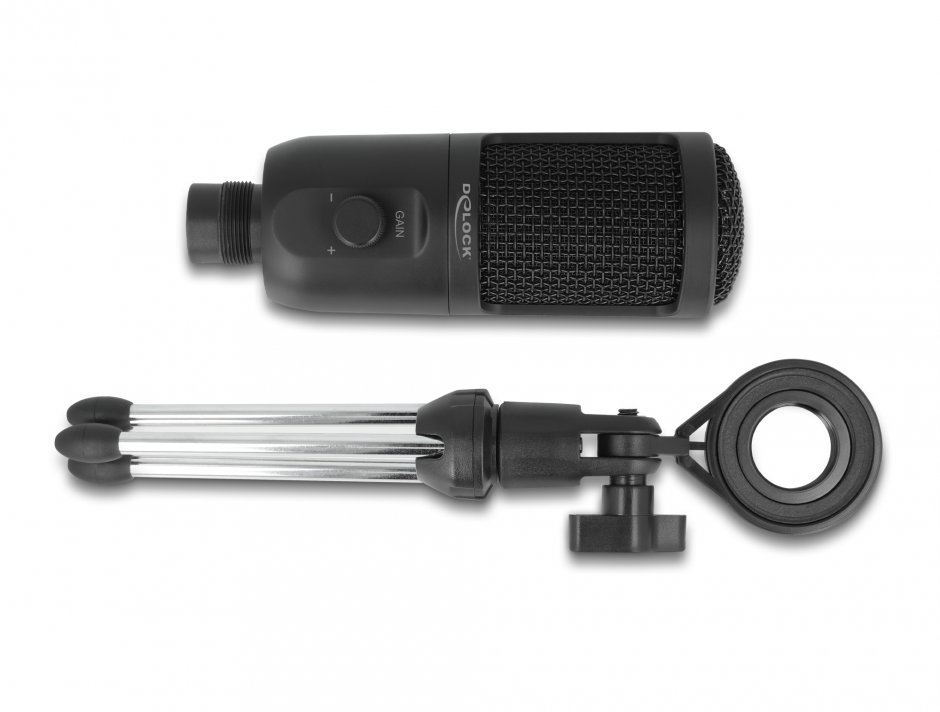 Imagine Microfon USB Condenser cu stand 24 Bit/192 kHz, Delock 66832