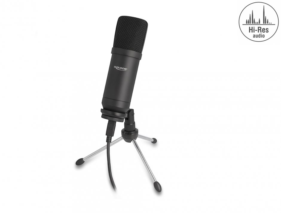 Imagine Microfon profesional USB Condenser 24 Bit / 192 kHz, Delock 66882