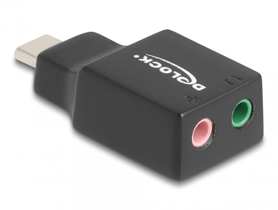 Imagine Placa de sunet USB type C la 2 x jack stereo 3.5mm, Delock 67128