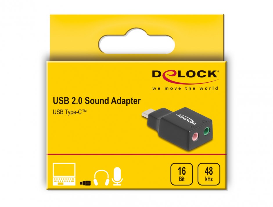 Imagine Placa de sunet USB type C la 2 x jack stereo 3.5mm, Delock 67128