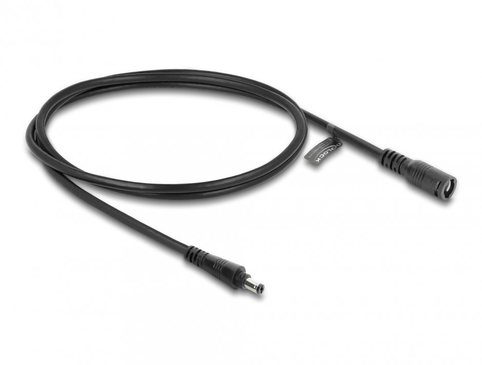 Imagine Cablu prelungitor alimentare 5.5 x 2.1mm cu blocare T-M 1m Negru, Delock 67389