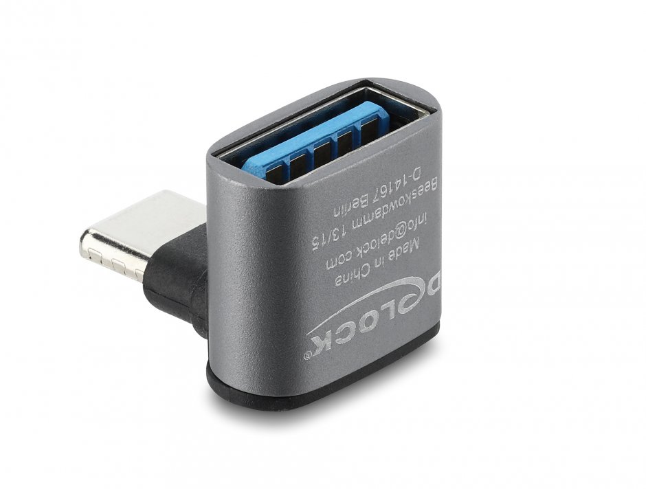 Imagine Adaptor USB-C 10 Gbps la USB-A unghi 90 graded T-M, Delock 67425