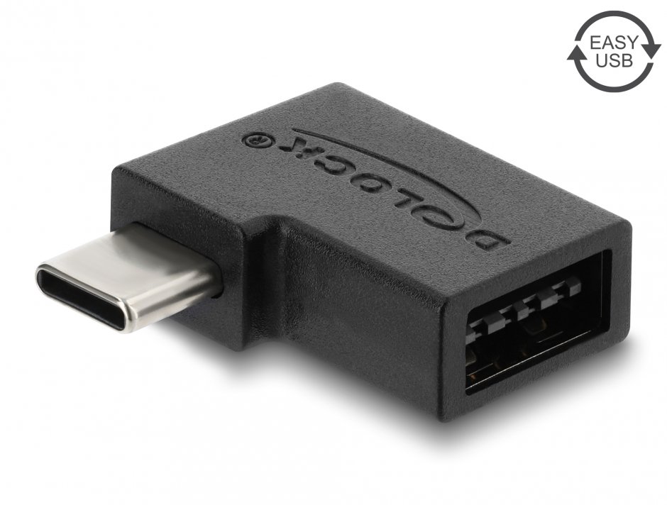 Imagine Adaptor USB-C 2.0 la EASY USB-A unghi 90 grade T-M, Delock 67631