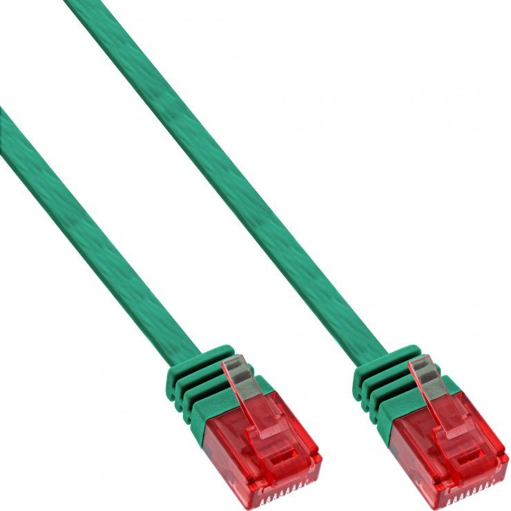 Imagine Cablu de retea RJ45 flat Cat.6 UTP 10m Verde, InLine IL71600G