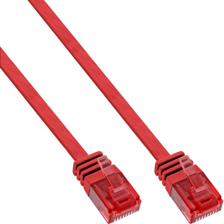 Imagine Cablu de retea RJ45 flat Cat.6 UTP 10m Rosu, InLine IL71600R