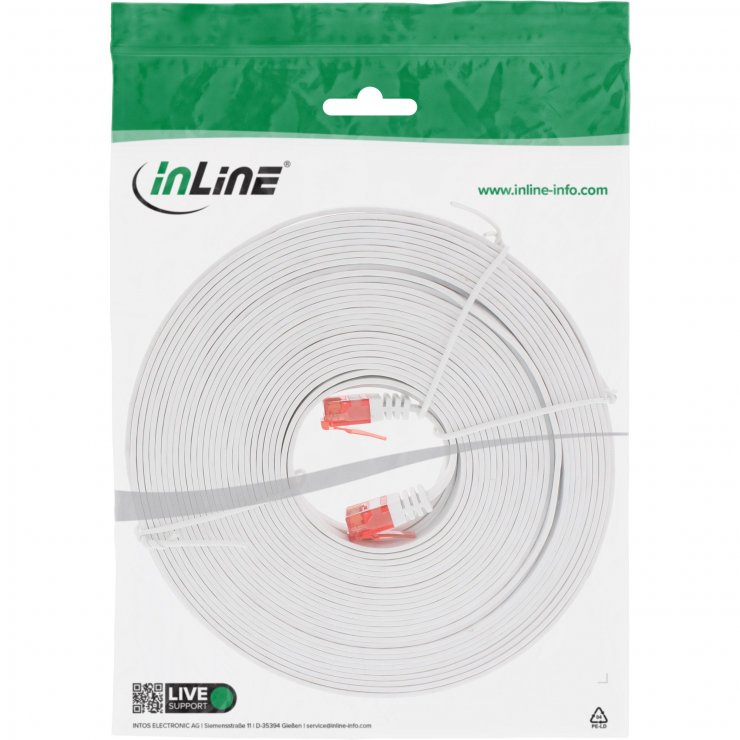 Imagine Cablu de retea RJ45 flat Cat.6 UTP 10m Alb, InLine IL71600W