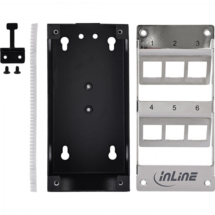 Imagine Cutie cu 6 x keystone Cat.6A montare perete/DIN rail, InLine IL76203O