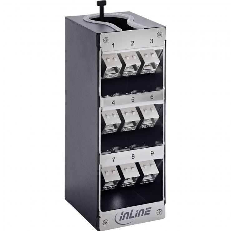 Imagine Cutie cu 9 x keystone Cat.6A montare perete/DIN rail, InLine IL76203P