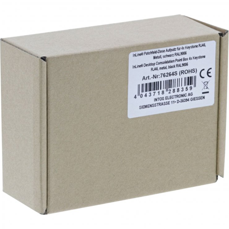Imagine Carcasa keystone 4 x RJ45 metal Negru, Inline IL76264S