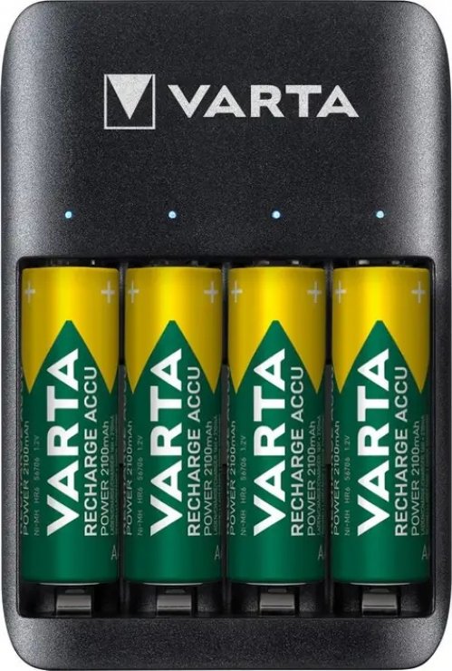 Imagine Incarcator USB pentru acumulatori AA/AAA NiMH + 4 acumulatori AA 2100mAh, Varta 57652