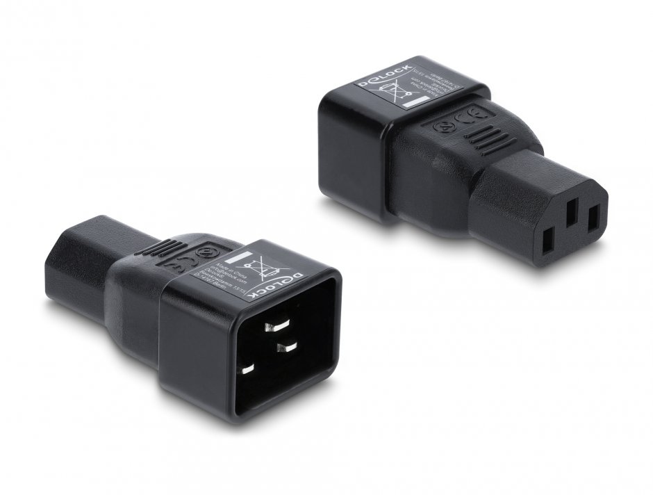 Imagine Adaptor alimentare IEC 60320 C20 la C13 10A Negru, Delock 80657