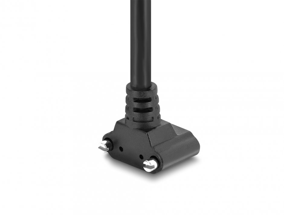 Imagine Cablu micro USB-B 3.0 cu suruburi la USB type C unghi/drept 0.3m Negru, Delock 80660