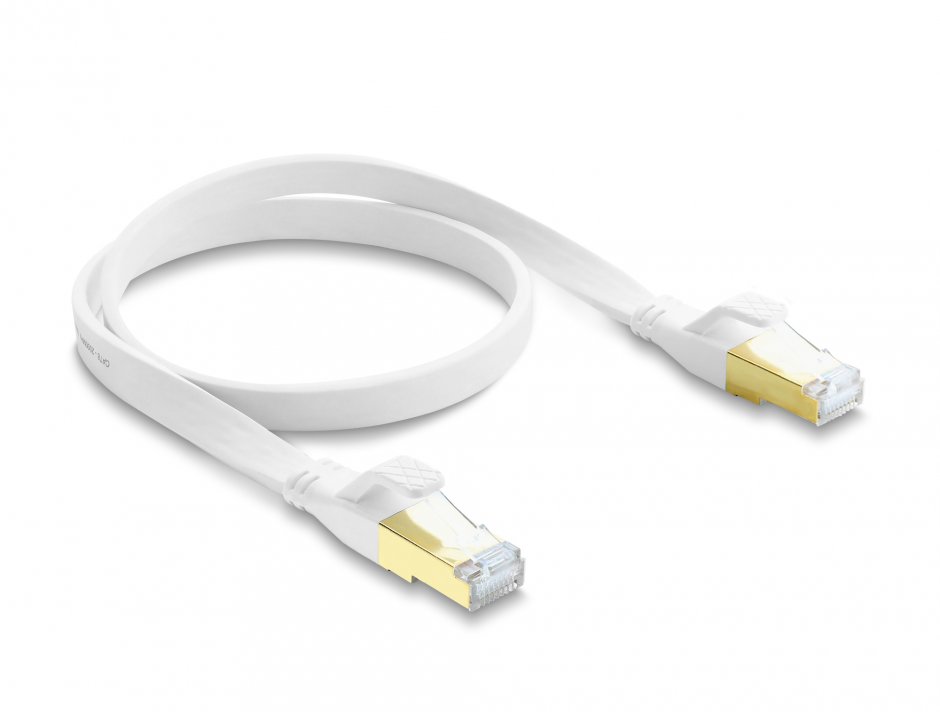 Imagine Cablu retea RJ45 Flat Cat.8.1 FTP 0.5m Alb, Delock 81024