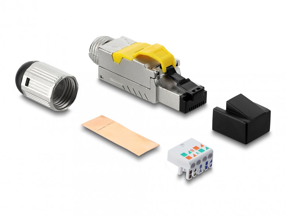 Imagine Conector de ansamblat RJ45 cat 6A pentru fir solid metal, Delock 86287