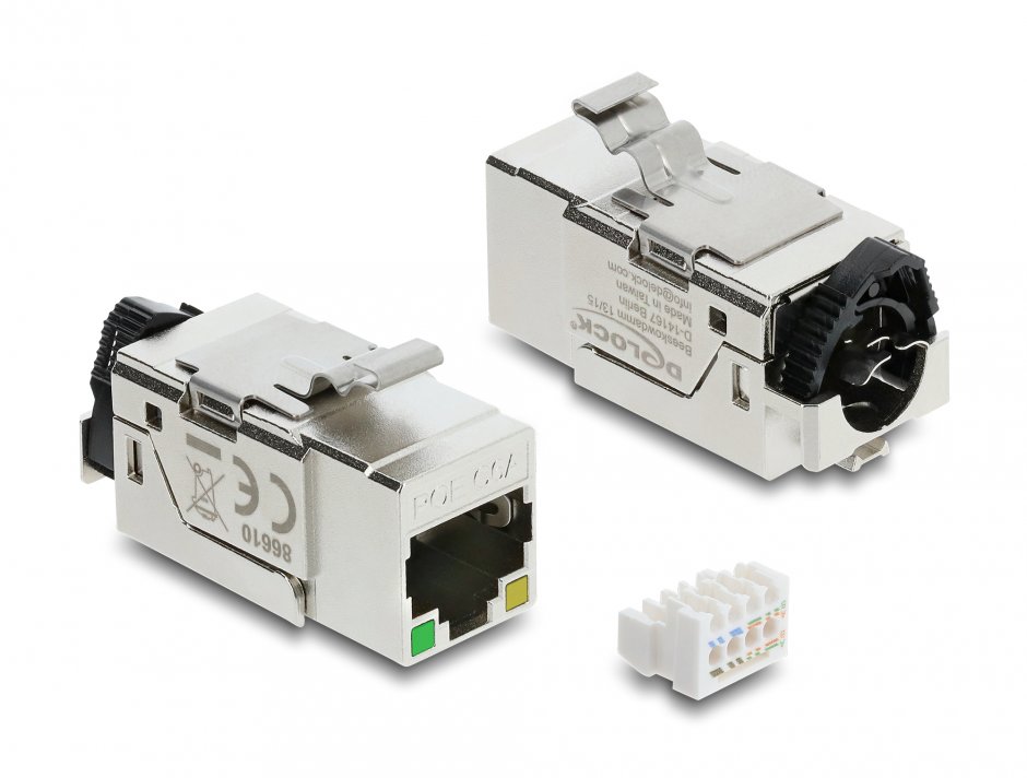Imagine Keystone RJ45 Cat.6A STP cu PoE LED, Delock 86610