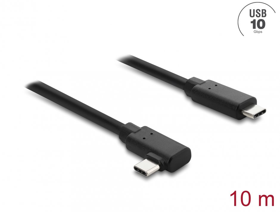 Imagine Cablu Activ Optic USB type C 10Gbp T-T drept/unghi 10m, Delock 87242