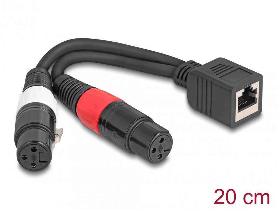 Imagine Adaptor RJ45 la 2 x XLR 3 pini M-M 0.2m, Delock 88178