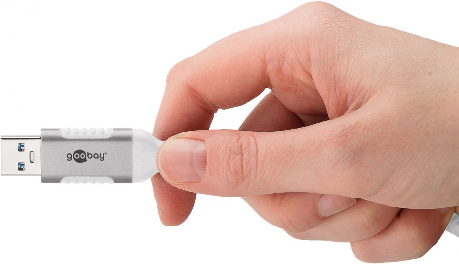 Imagine Cablu de retea USB-A la RJ45 Gigabit Cat.6 Slim 15m brodat Alb, Goobay G74384