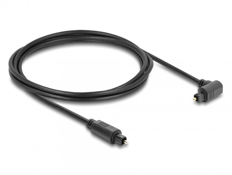 Imagine Cablu audio optic Toslink drept/unghi 90 grade 2m negru, Delock 90930
