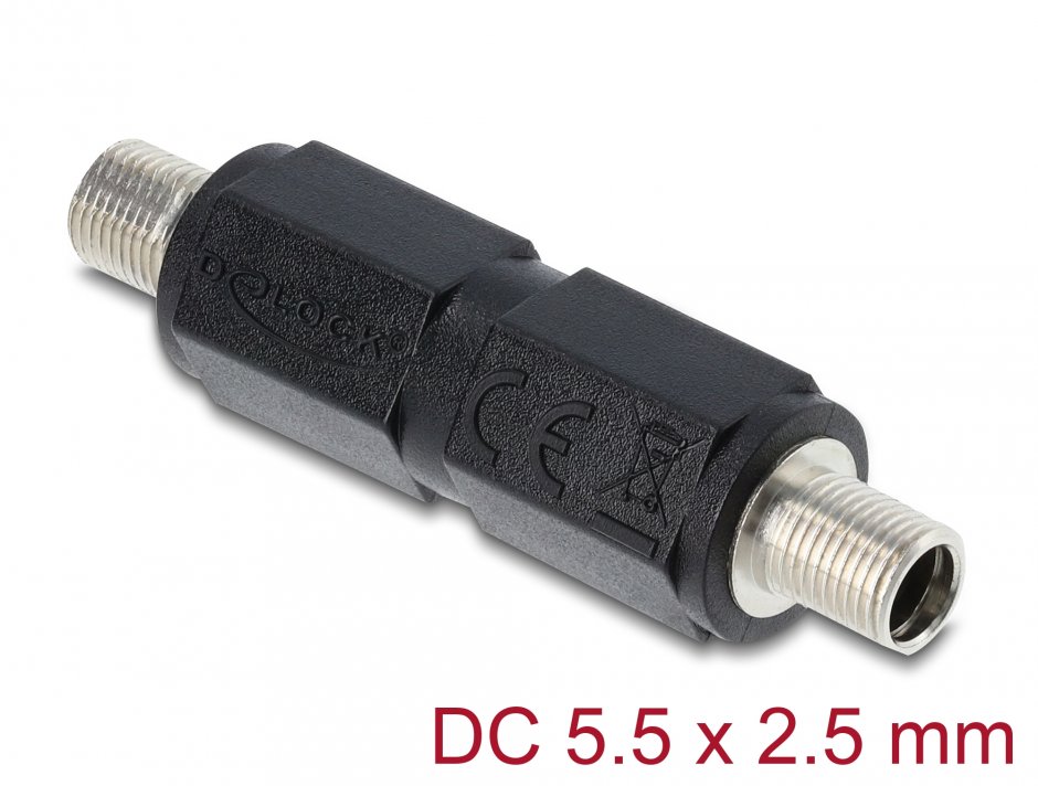 Imagine Adaptor cu filet DC 5.5 x 2.5 mm M-M, Delock 90940