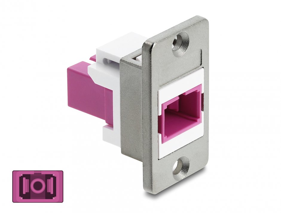 Imagine Modul fibra optica SC Simplex M-M montare panou Alb/violet, Delock 91089