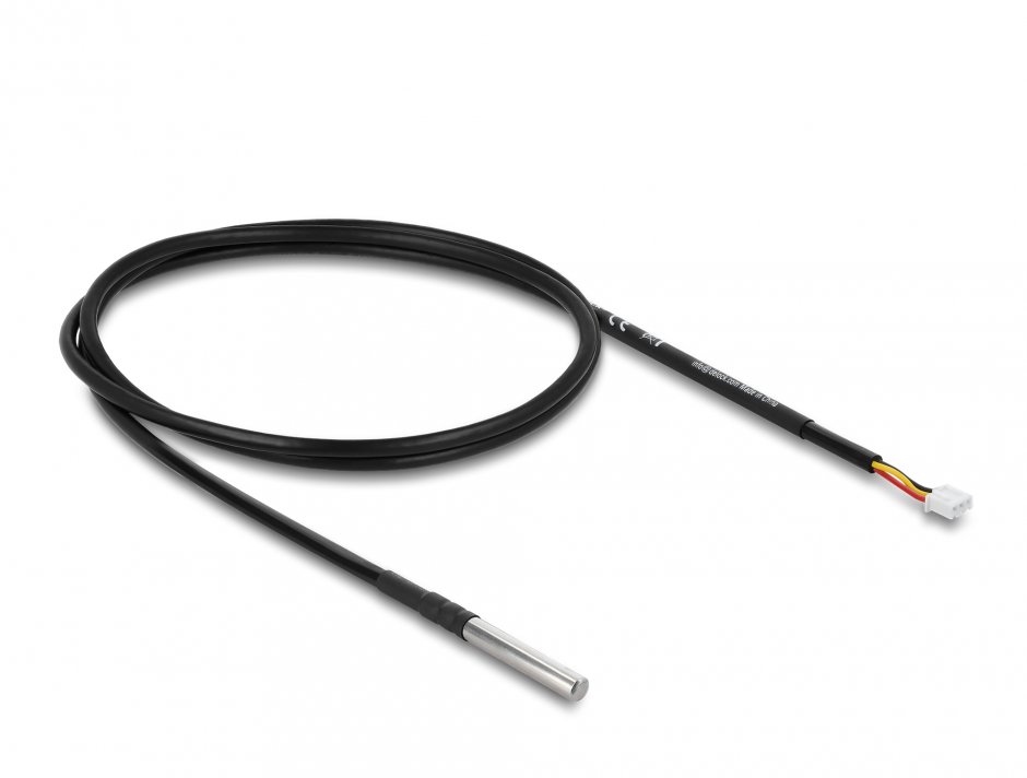 Imagine Senzor temperatura la 3 pini pin header DS18B20 1m, Delock 91386