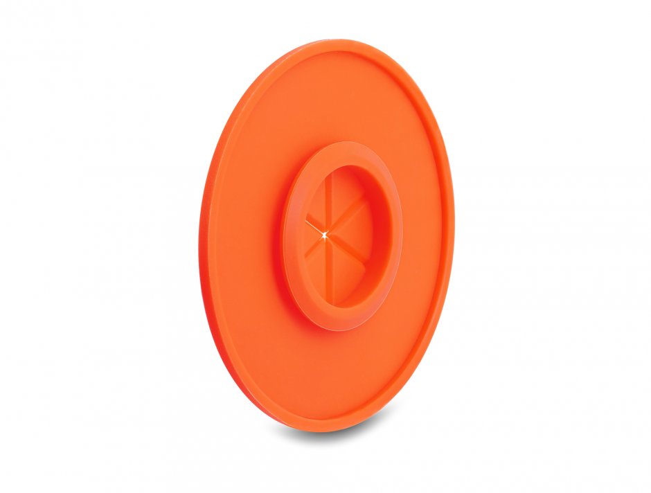 Imagine Organizator cabluri diametru 65mm montare perete/birou silicon Alb/Orange, Delock 91412