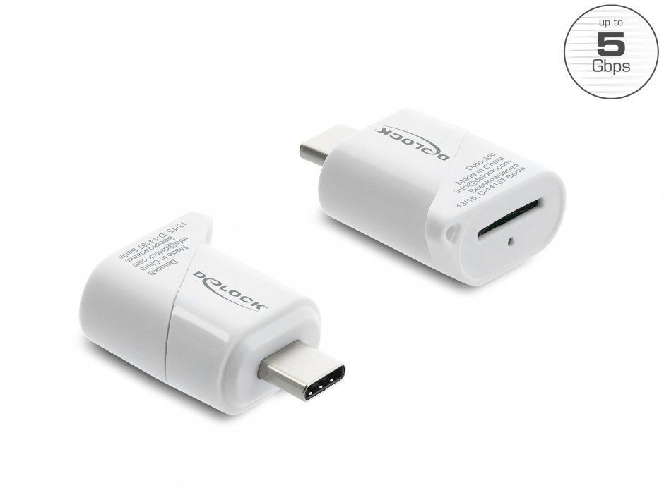 Imagine Mini cititor de carduri USB type C pentru Micro SD, Delock 91427