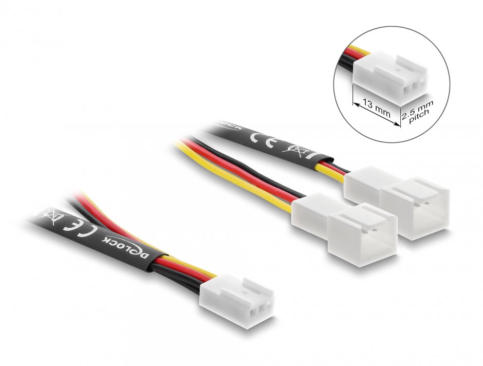 Imagine Splitter 1 x 3 pini ventilator la 2 x 3 pini M-T 10cm, Delock 91429