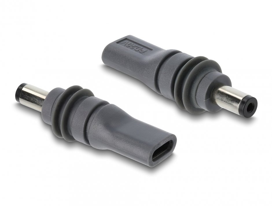 Imagine Adaptor USB Type C la DC 5.5 x 2.1 mm M-T compatibil cu Starlink Mini, Delock 91827