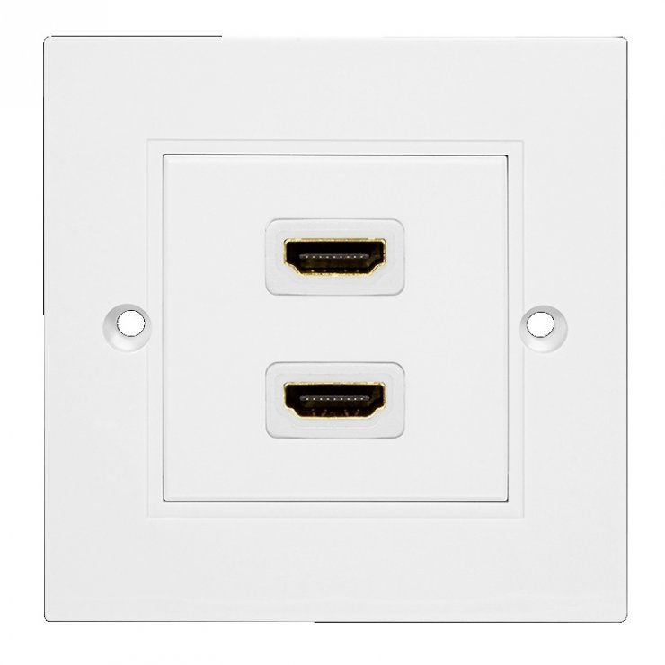 Imagine Priza de perete 2 porturi HDMI 4K30Hz Alb, LogiLink AH0015