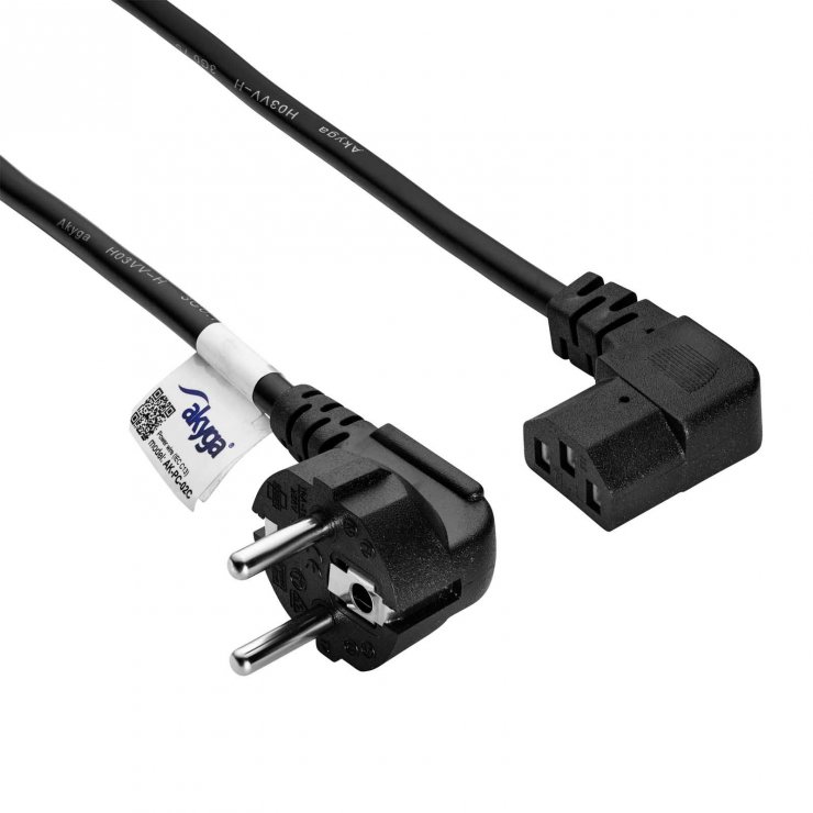 Imagine Cablu de alimentare Schuko la IEC C13 CU 1.5m Negru, Akyga AK-PC-02C