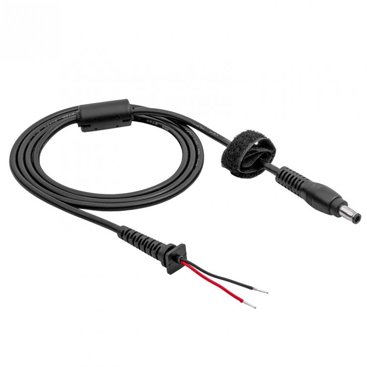 Imagine Cablu de alimentare DC 5.5 x 3.0 mm + pin la 2 x fire deschise 1.2m, Akyga AK-SC-41